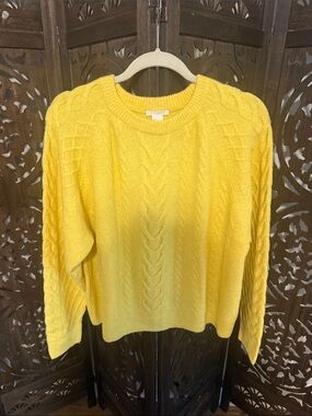 H&M Bright Yellow Cable-Knit Crew Sweater